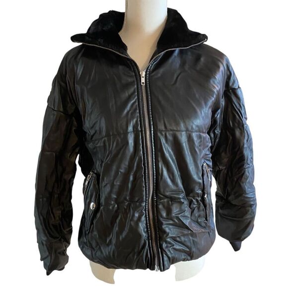 Sipos Black Faux Leather Bomber Jacket Size XS - Picture 5 of 7
